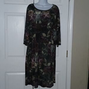 Mlle Gabrielle floral purple rose print overlay dress  Sz 2x  NWOT